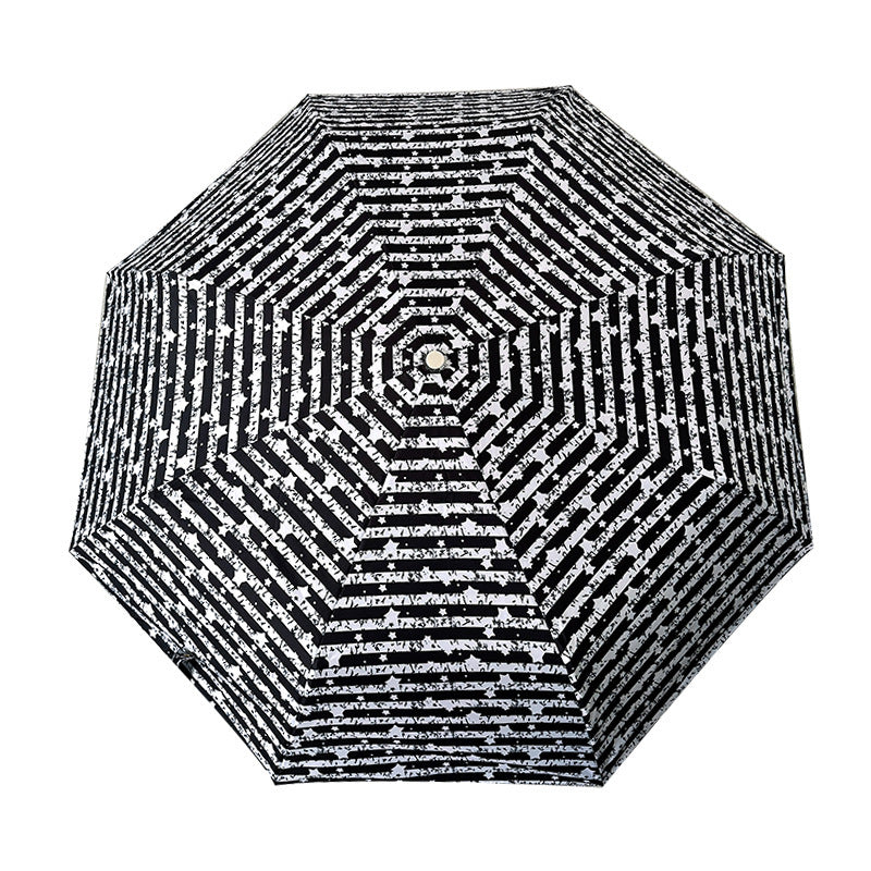 Damen Faltbarer Regenschirm mit stilvollem Streifenmuster Brehn
