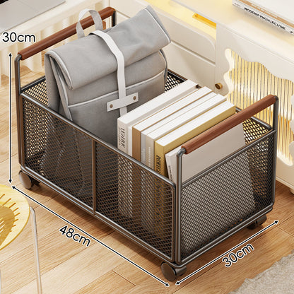 Mesh rechteckiger Speicher-Organizer-Korb mit Holzgriffen