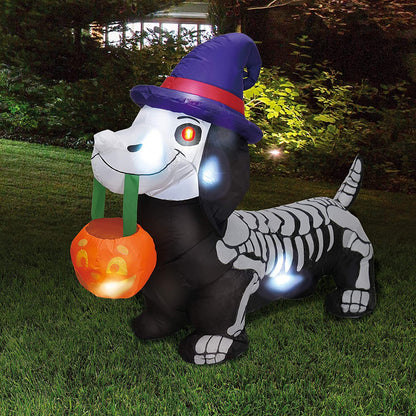 Aufblasbare Halloween Hund mit Skelett-Design
