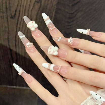 Künstlerisches Press-On Nagelkunstset mit fantasievollen Tierdesigns