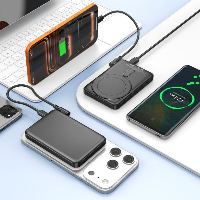 Tragbare Powerbank mit Integriertem Wireless-Ladegerät und Digitalem Display Brehn