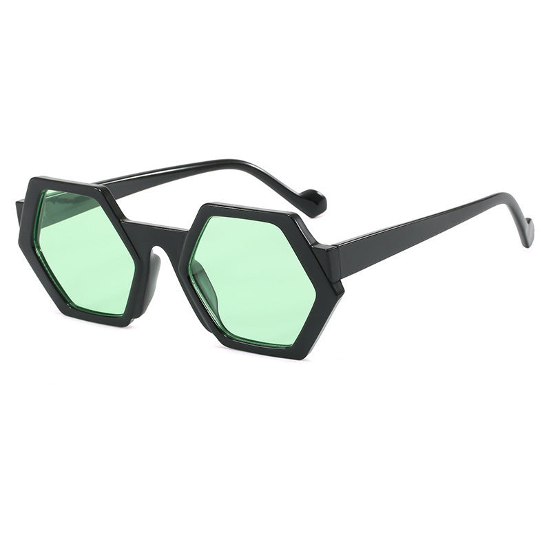 Damen auffällige Sonnenbrille mit hexagonalem Rahmen und komfortablem Sitz Brehn