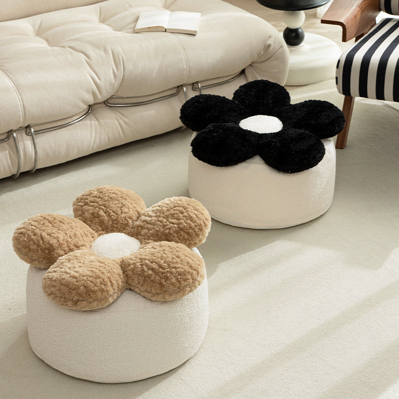 Rundes blütenförmiges Sitzpouf mit kuscheligem Teddy‑Fleece und abnehmbarem Bezug Brehn