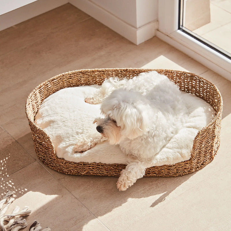 Gemütlicher und stilvoller Hundebett aus geflochtenem Material Brehn