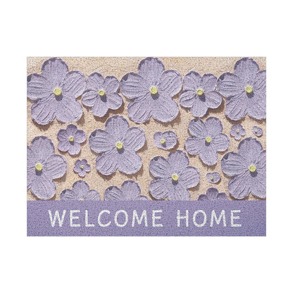 Absorbent Anti-Slip Indoor Entrance Doormat with Retro Yellow Gerbera Print and 'Welcome Home' Typography