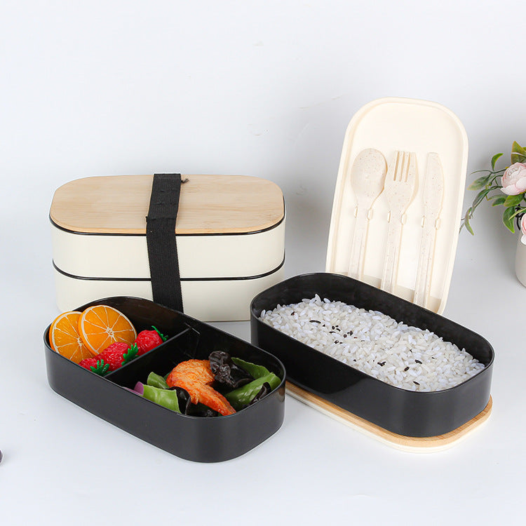 Gestapelte Bento-Lunchbox mit Bambusdeckel