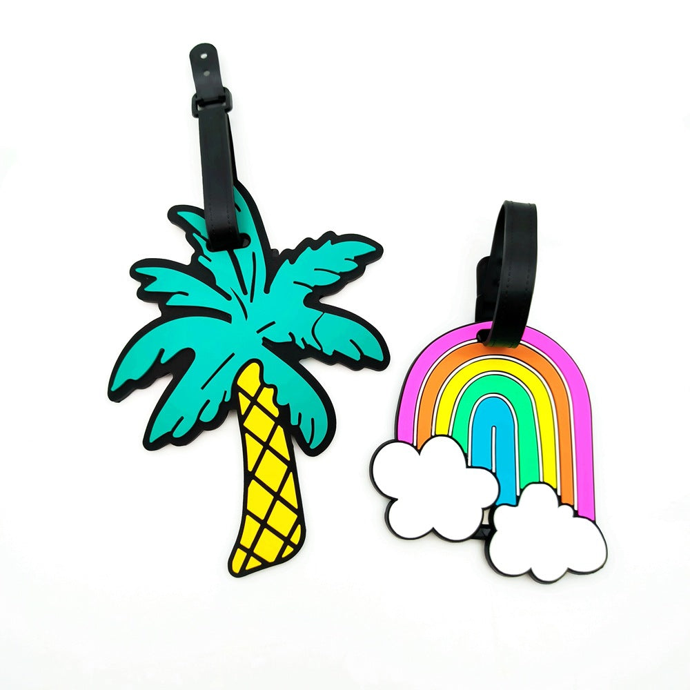Silikon-Regenbogen-förmiger Gepäckanhänger mit verstellbarem Schnallenriemen weicher PVC-Reise-ID-Anhänger Brehn