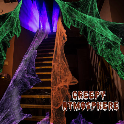 Dekorative Halloween Spinnennetz mit Kunstspinnen