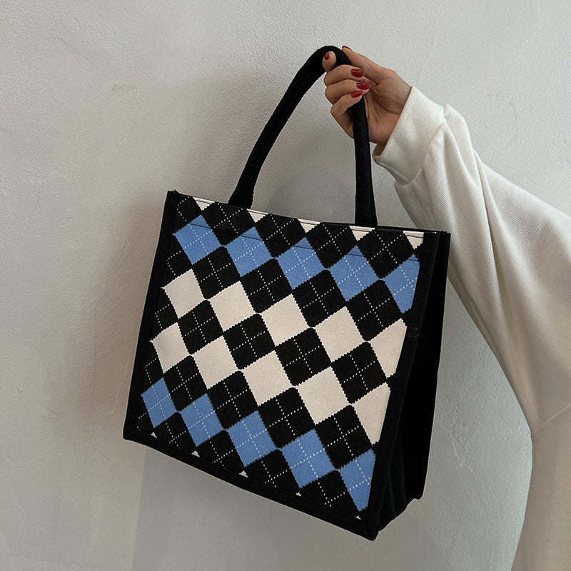 Elegante karierten Muster Tragetasche