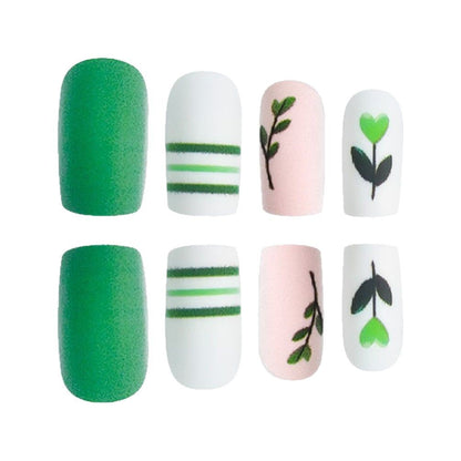 Künstlerisches botanisches Press-On-Nageldesign-Set Brehn