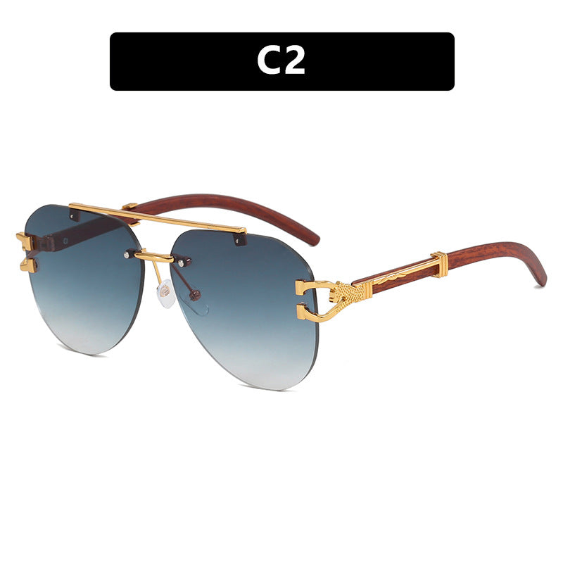 Damen modische Piloten-Sonnenbrille mit luxuriösen Metallakzenten und Holzdetails Brehn