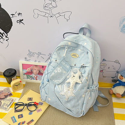 Stylische Multi-Taschen Stern-Applikation Rucksack Brehn