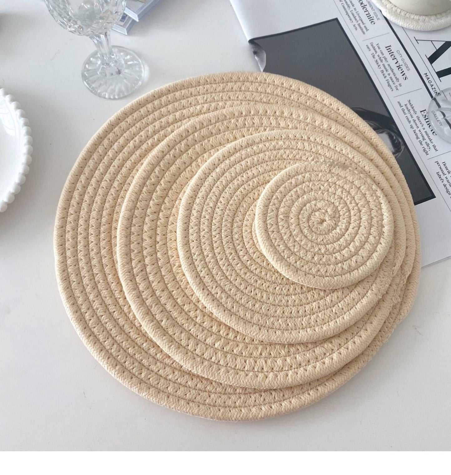Damen Runde Platzdeckchen aus hochwertigem Naturmaterial Brehn