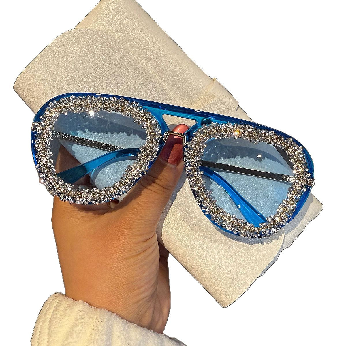 Damen extravagante Herz-Sonnenbrille mit funkelndem Strassrahmen Brehn