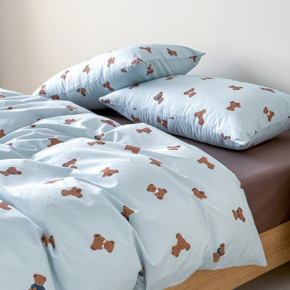 Florales Baumwoll-Satin Bettbezugset mit Kissenbezügen