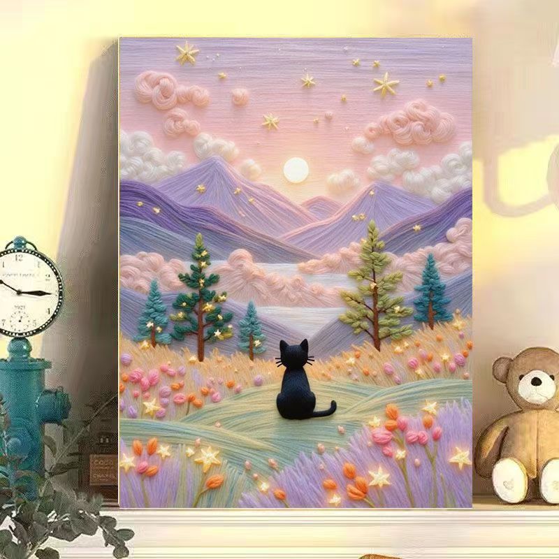 Verspielt Katze Landschaft Leinwand Kunst Brehn