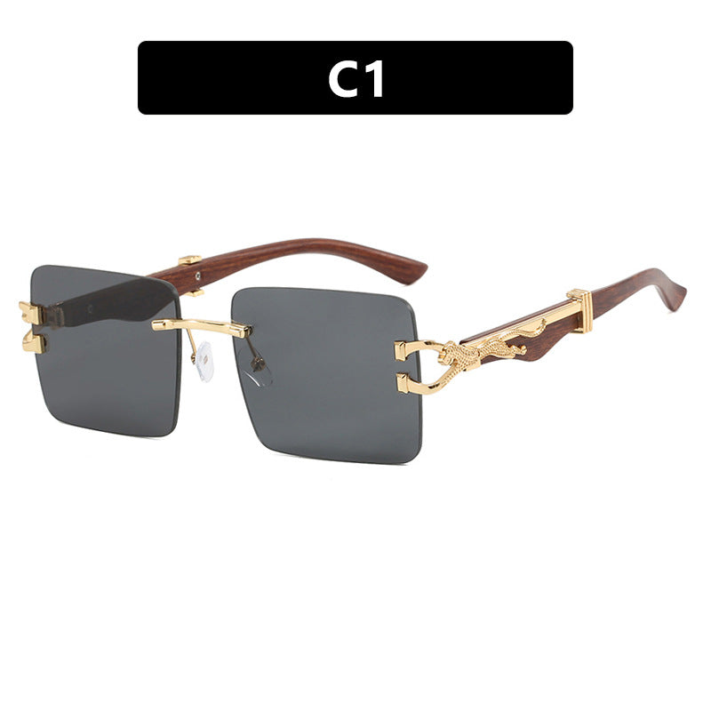 Damen elegante quadratische Sonnenbrille mit hochwertigem Holzrahmen Brehn