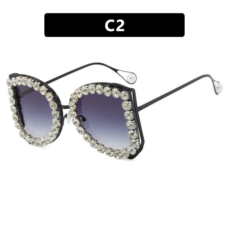 Damen extravagante Katzenaugen-Sonnenbrille mit funkelndem Strassrahmen Brehn