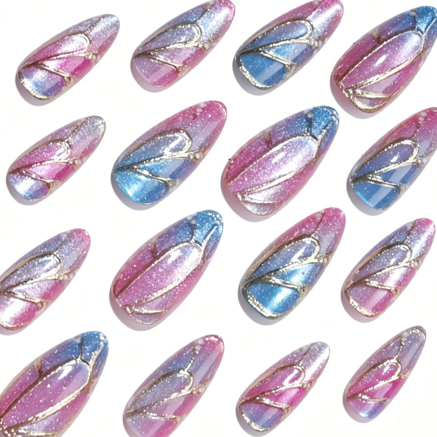 Künstlerische Glitzer-Gradient Druck-Nägel Brehn