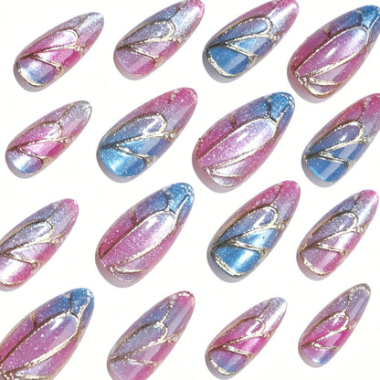Künstlerische Glitzer-Gradient Druck-Nägel Brehn
