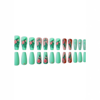 Blumig verziertes Press-On Nail Set Brehn