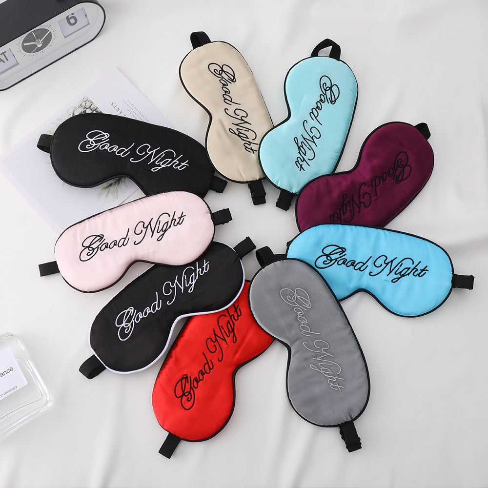 Unisex nan gestickte konturierte Schlafmaske mit dekorativer Schrift-Stickerei und verstellbarem Elastikband Brehn
