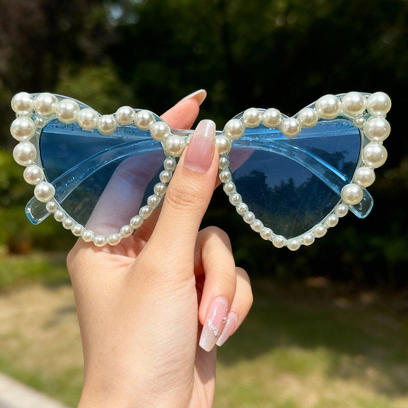 Dekorative mit Perlen verzierte Cat-Eye-Sonnenbrille Brehn