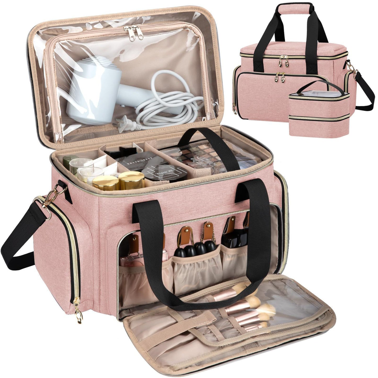 Kosmetik-Organizer-Tasche mit Mehrfacher Unterteilung und Transparenten Fächern Brehn