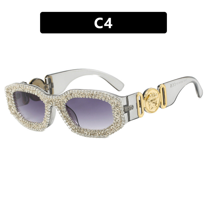 Damen extravagant gestaltete Sonnenbrille mit strassbesetztem Rahmen Brehn