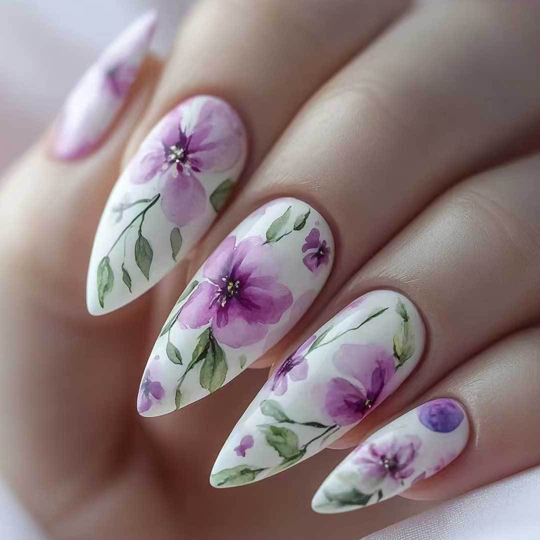 Blumen-Aquarell-Nagelkunst-Set