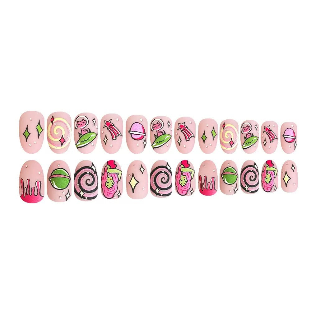 Kunstnagelset mit verspielten Cartoon-Motiven Brehn