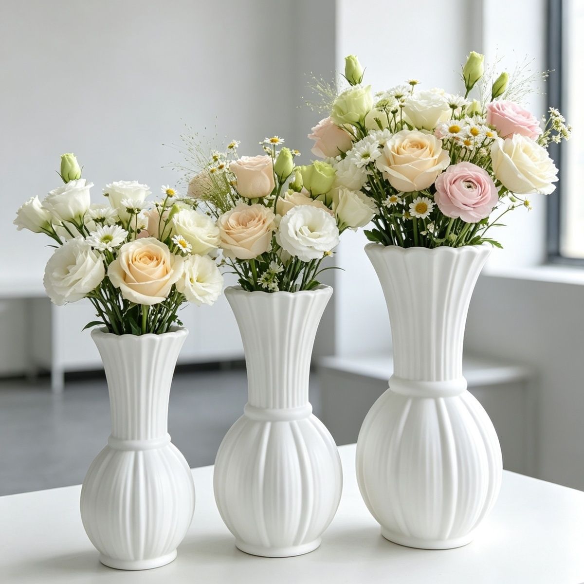 Elegante gerippte Blumenvase Brehn