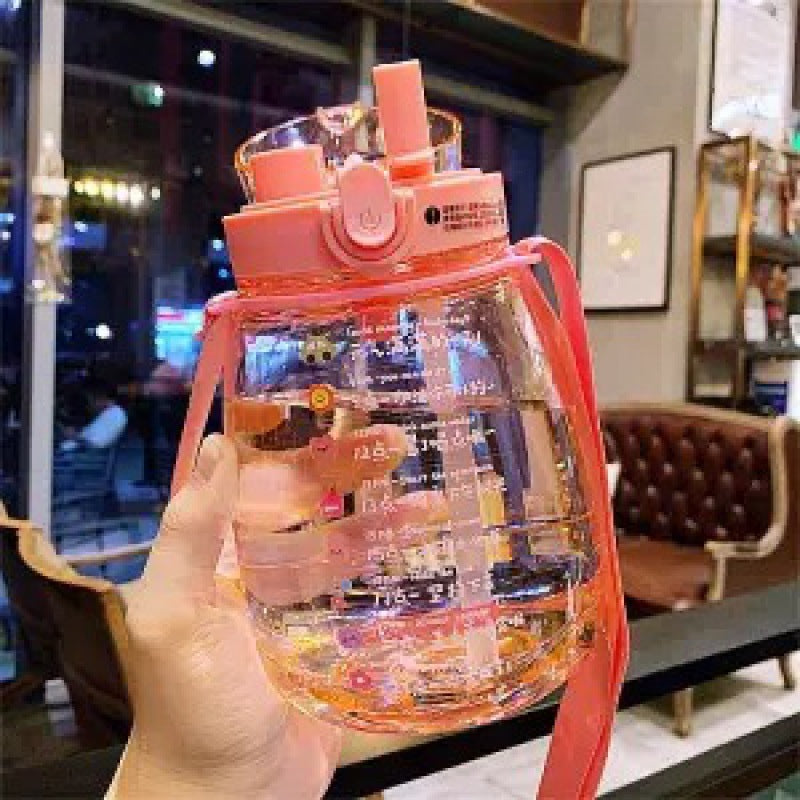 Damen große Wasserflasche mit integrierter Skala und Freisprecheinrichtung Brehn