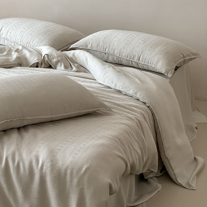 Baumwoll-Satin Bettbezug Set mit subtiler Jacquard-Textur und Kantenpaspel