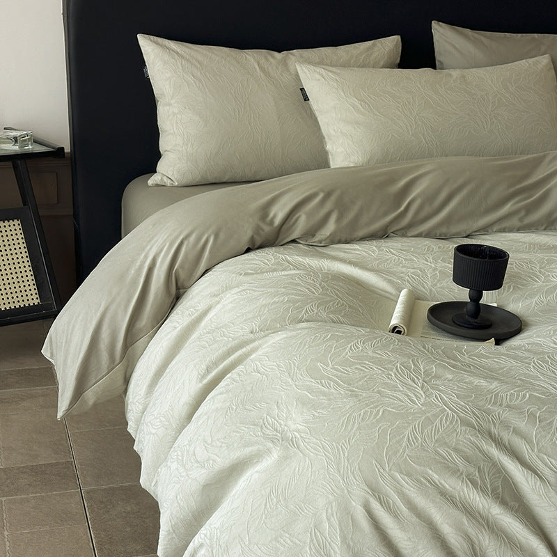Jacquard Floral Bettbezugset mit wendbarem Satingewebe Rücken