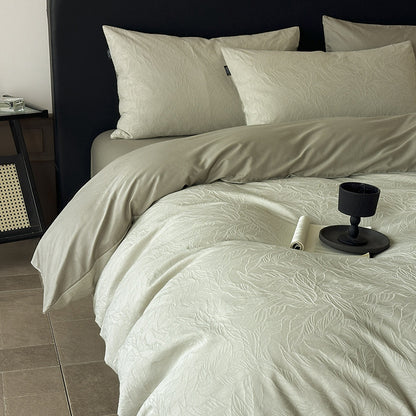 Jacquard Floral Bettbezugset mit wendbarem Satingewebe Rücken