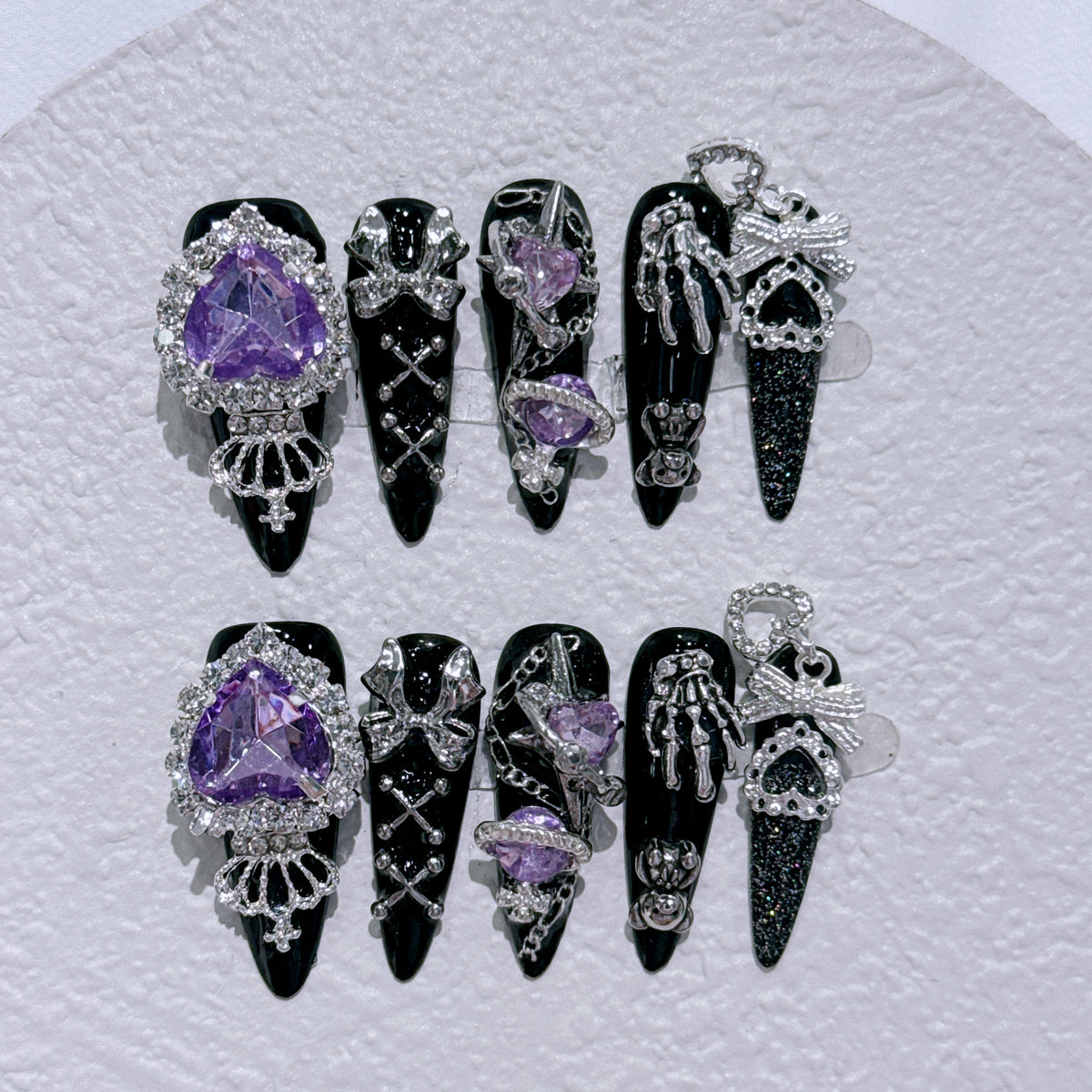 Gothic-inspiriertes Strass-Nagelkunst-Set