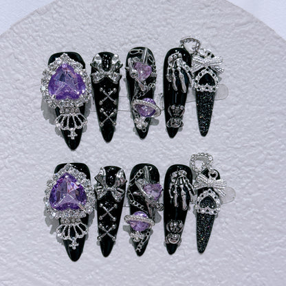 Gothic-inspiriertes Strass-Nagelkunst-Set