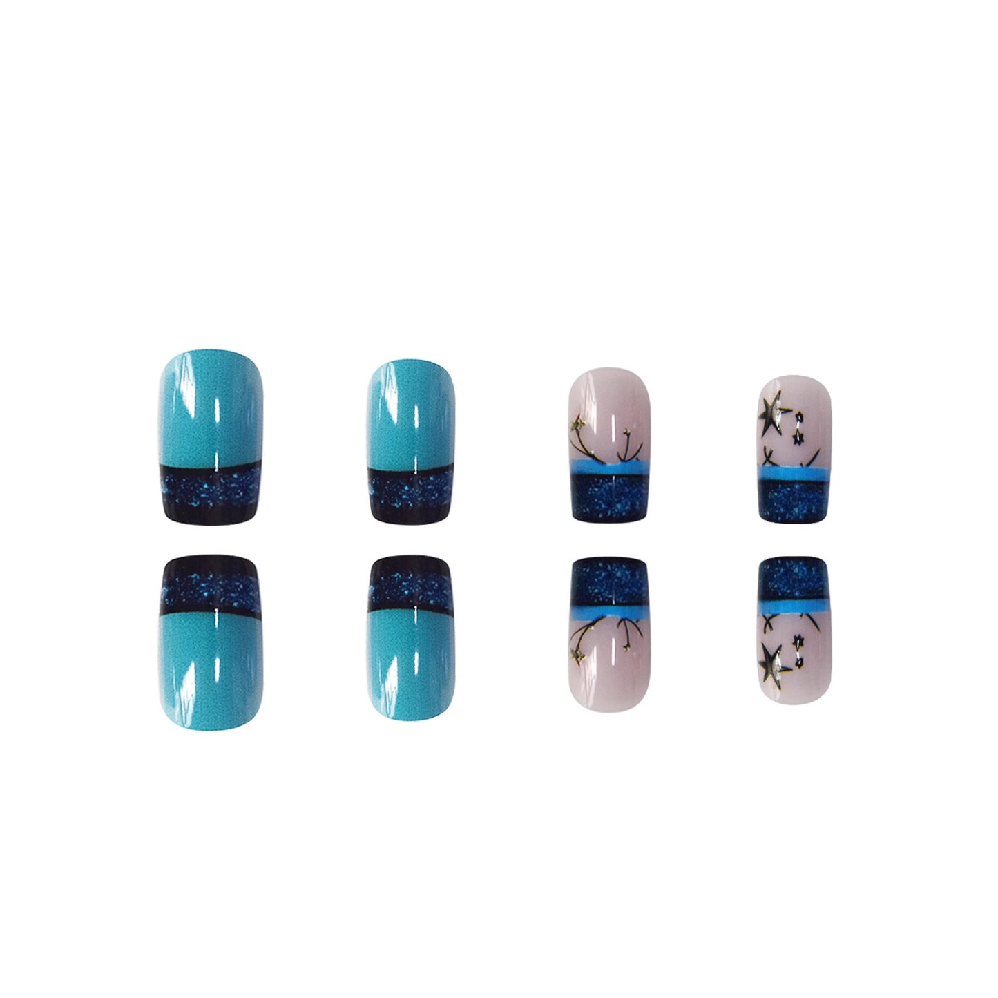 Dekoratives Glitzerstern-akzentuiertes Press-On-Nagelset Brehn