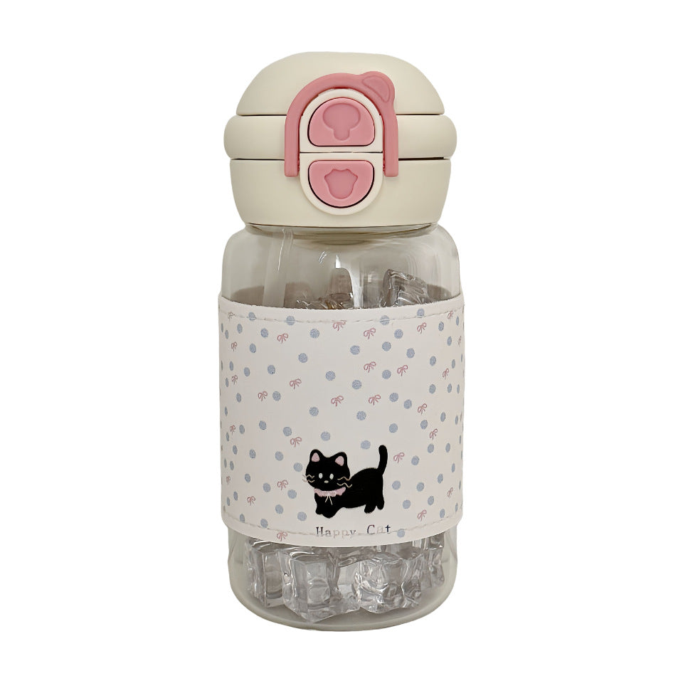 Damen Trinkflasche mit kreativem Motiv und integriertem Strohhalm Brehn