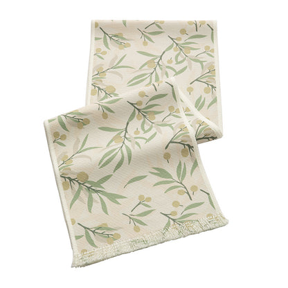 Gewebter Tischläufer mit floralem Jacquardmuster und Fransensaum Brehn