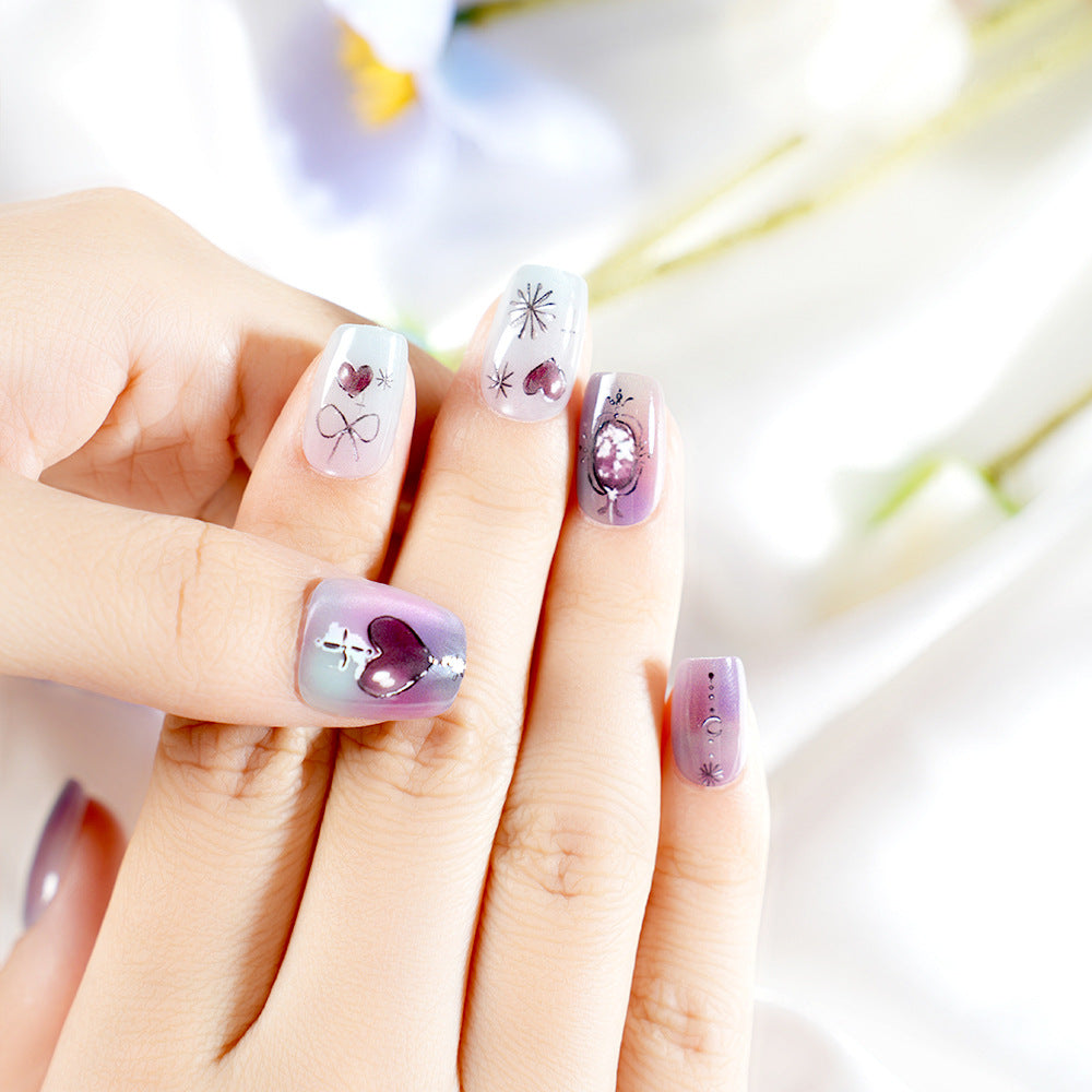 Premium Künstlerischer Press-On Nagelset Brehn