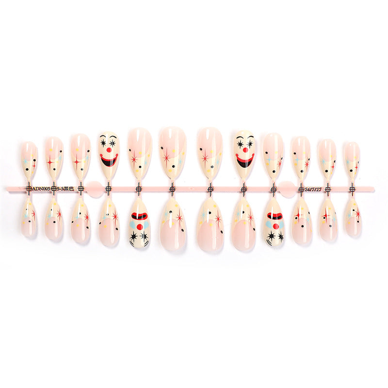 Verspielt Press-On Nagelkunstset mit verspielten Clown-Designs Brehn