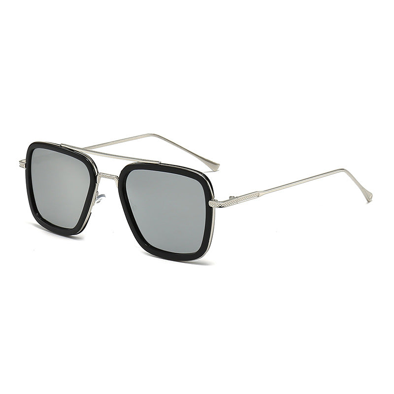 Damen modische quadratische Sonnenbrille mit glamourösem Metallrahmen Brehn