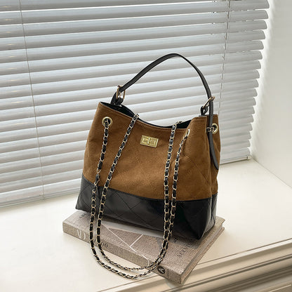 Gepolsterte Wildleder-Shopper-Tasche