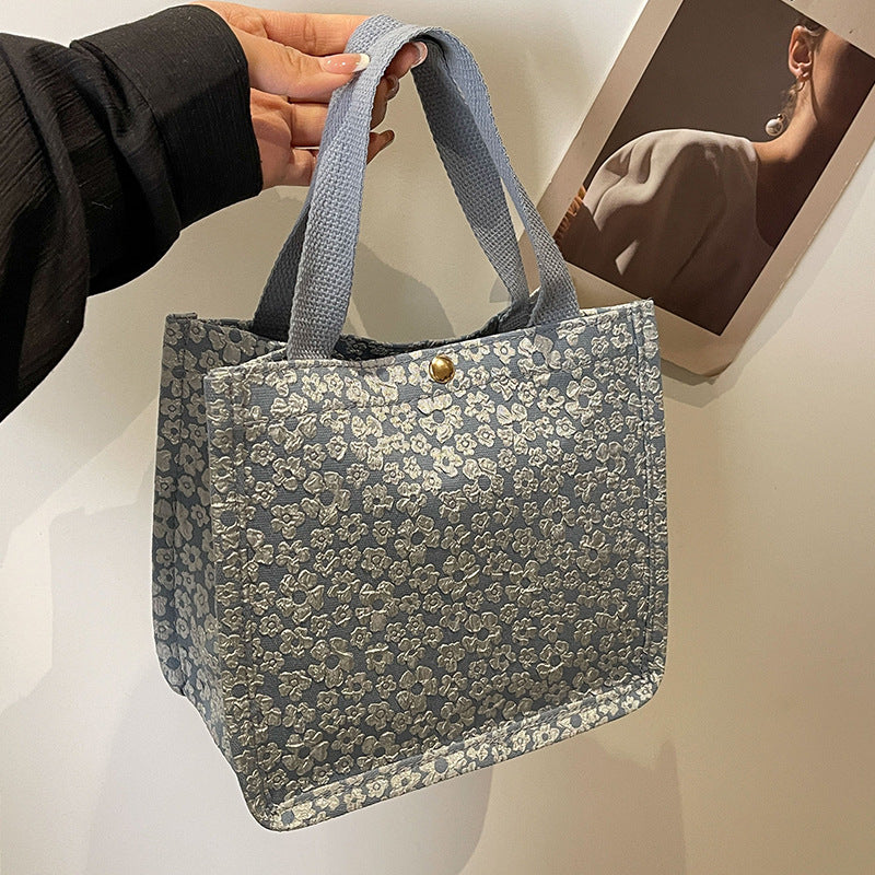 Blumenmuster-Leinen-Tote-Bag
