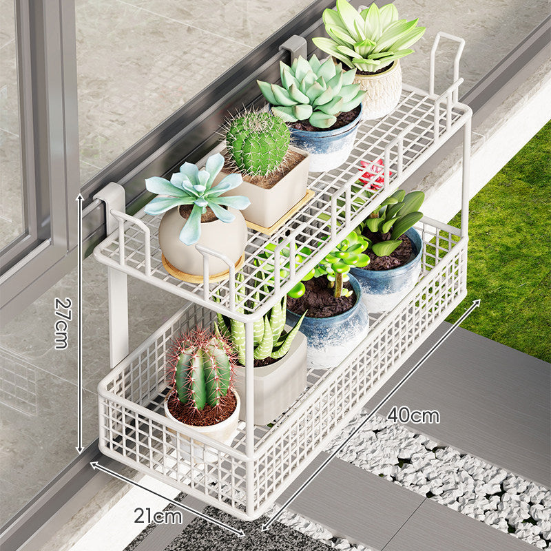 Clamp-On Balkon Geländer Pflanzkorb mit Metallgitter-Reservoir