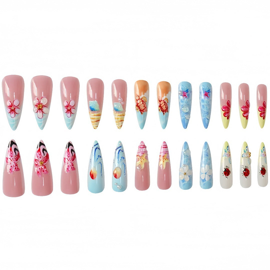 Künstlerisch vom Meer inspiriertes Press-On-Nagelset Brehn