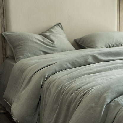 Luxuriöse Stonewashed-Leinen-Bettwäschegarnitur mit weichem Griff und Hotelverschluss