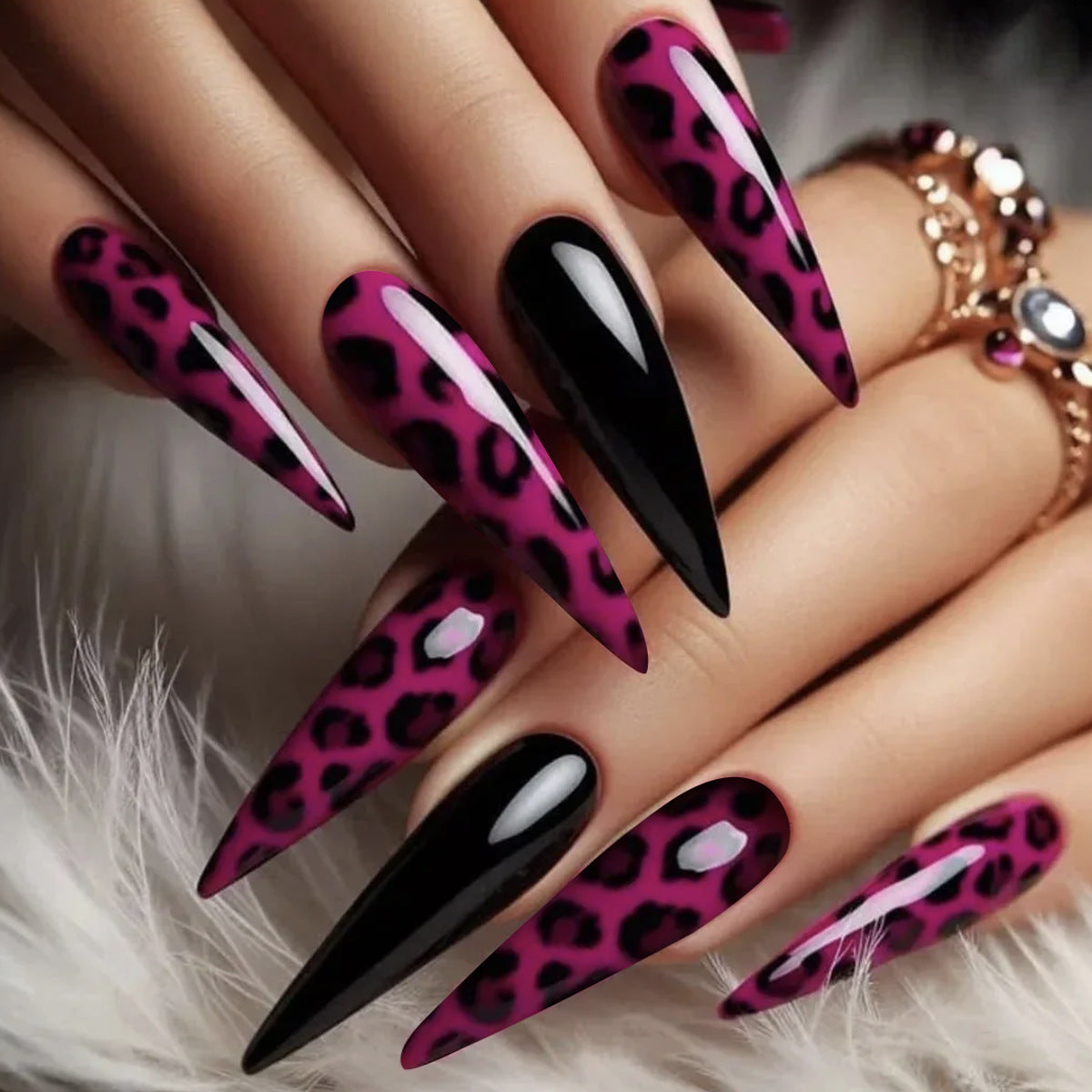Fierce Leopard Print Stiletto Nagelerweiterungen Brehn